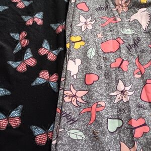 Lularoe TC2 Butterfly and Hope Patterned Fabric Leggings NWOT